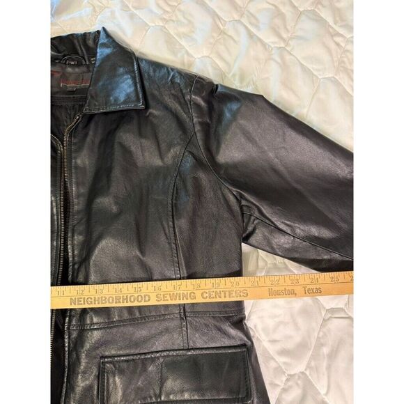Vintage Phase Two Leather Jacket Mens Extra Large‎ Black Pockets Full Zip Lining - Picture 7 of 12